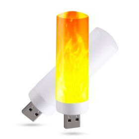 USB Atmosphere Light LED Flame Flashing Candle Lights Book Lamp for Power Bank Camping Lighting Cigarette Lighter Effect Light
